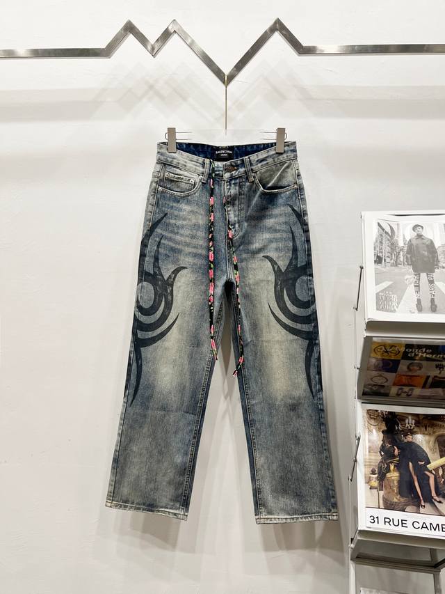 Style No.: K1460 Balenciaga 2025 New Y2K Hand-Painted Totem Couple's Washed Loo