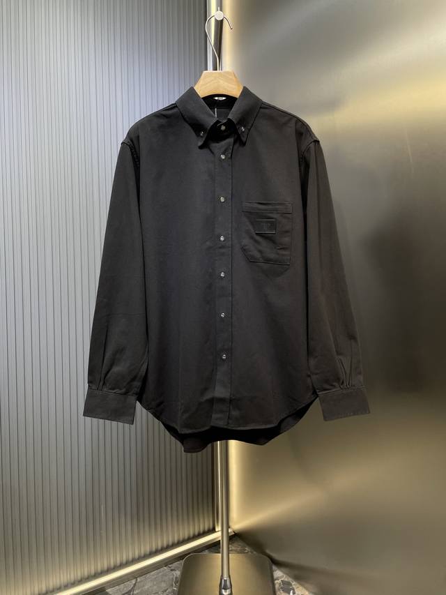 Fendi leather patch shirt Customized platinum cotton silk is smooth, delicate an