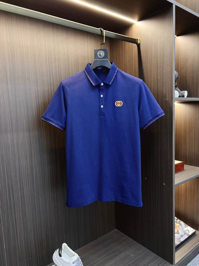 Gucci high-end custom, 2025 new fashion lapel short-sleeved Polot shirt, origina