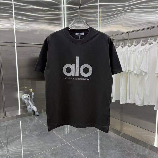 Alo 2025 autumn and winter new 320g custom fabric round neck short-sleeved T-shi