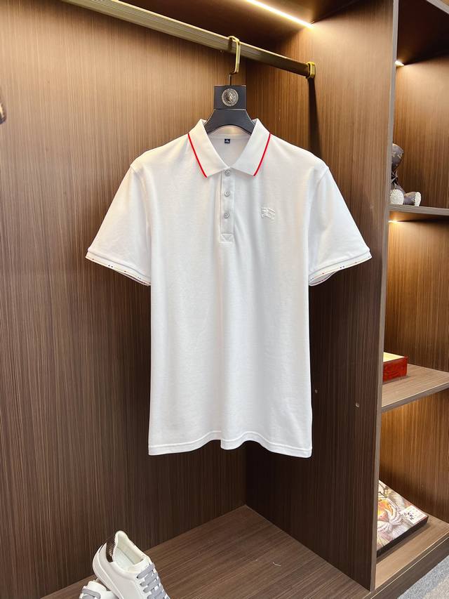 Burberry high-end custom, 2025 new fashion lapel short-sleeved Polot shirt, ori