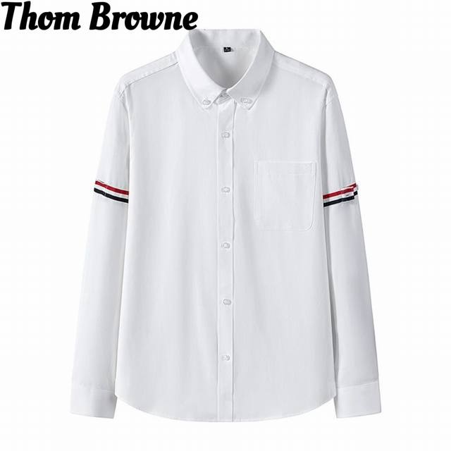 New arrivals: Thom Browne. Straight-shoulder cotton long-sleeved armband shirt