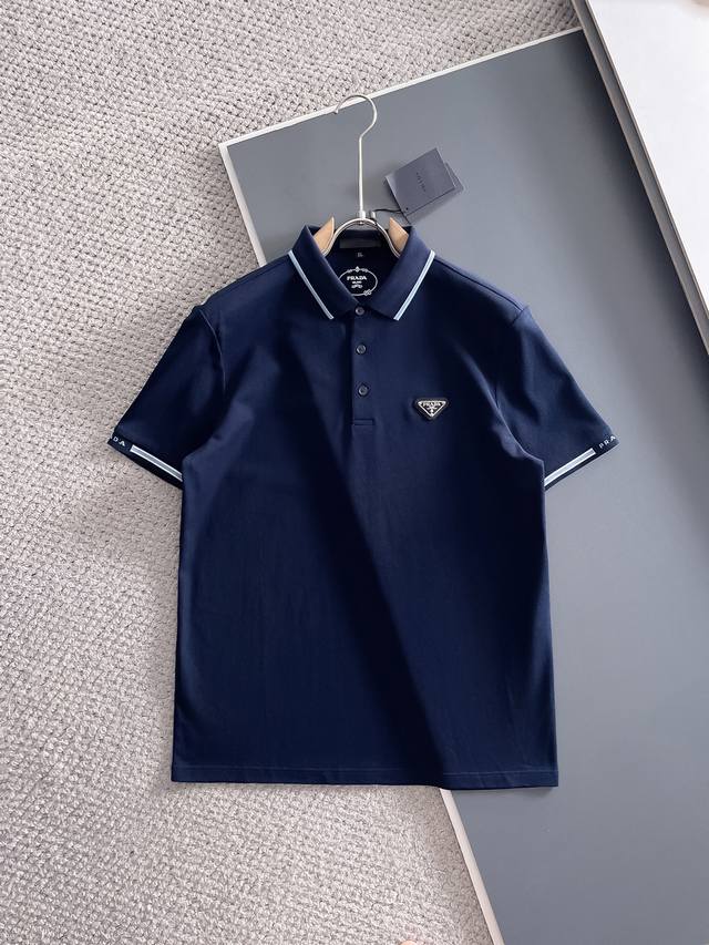 New arrival! Prada 2025Ss summer new logo men's lapel polo shirt! A classic bus