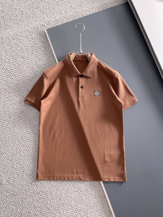 New arrival! Stone Island 2025Ss summer new letter logo men's lapel polo shirt!