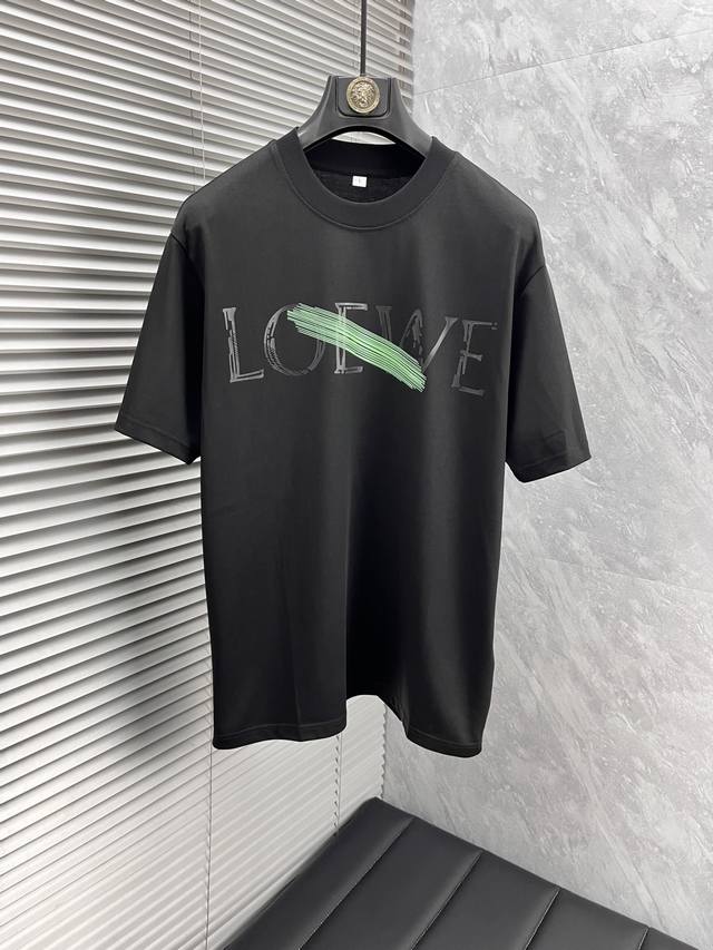 Loewe's 2025 Spring/Summer high-quality cotton short-sleeved T-shirt. Top-tier