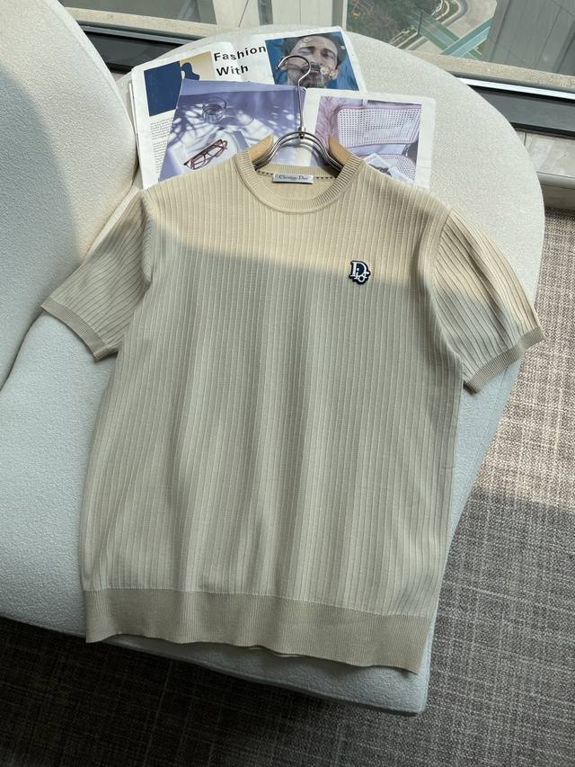 Dior 2025Ss new summer men's knitted crew neck short-sleeved shirt! Exclusively