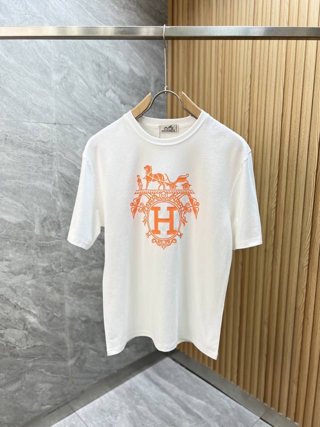Herme'' 2025 Spring/Summer new arrival, complete with three labels, round-neck