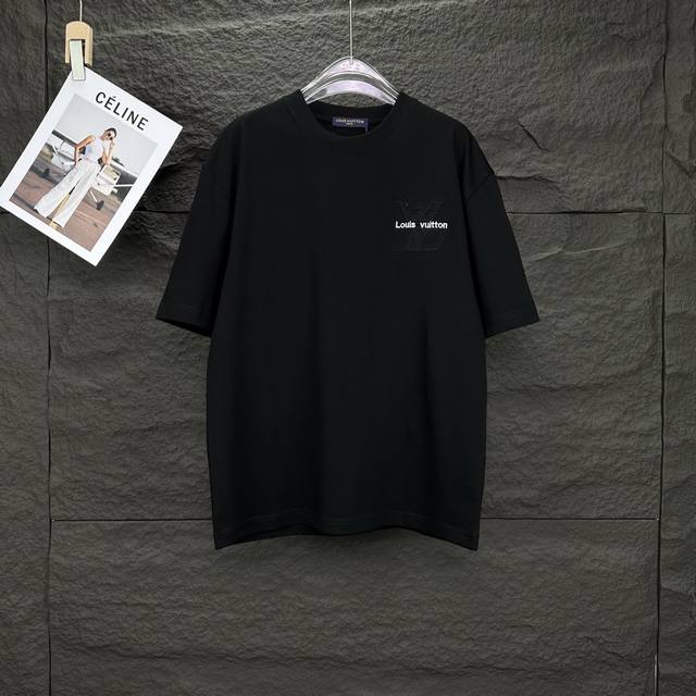 Lujia's 2025 new embroidered letter logo couple short-sleeved T-shirt High versi
