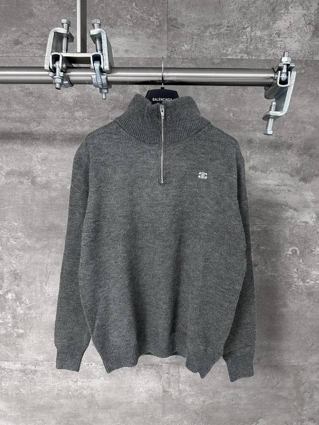 Celine 24Fw Small Embroidered Turtleneck Sweater Gray DDD. Originally purchased