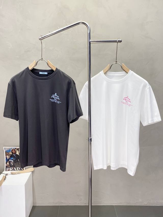 Prada exclusive exclusive supply of new original men's casual short-sleeved high