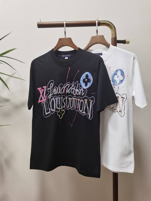 Lv Louis Vuitton's new crew-neck short-sleeved T-shirt, a high-end version! Cust