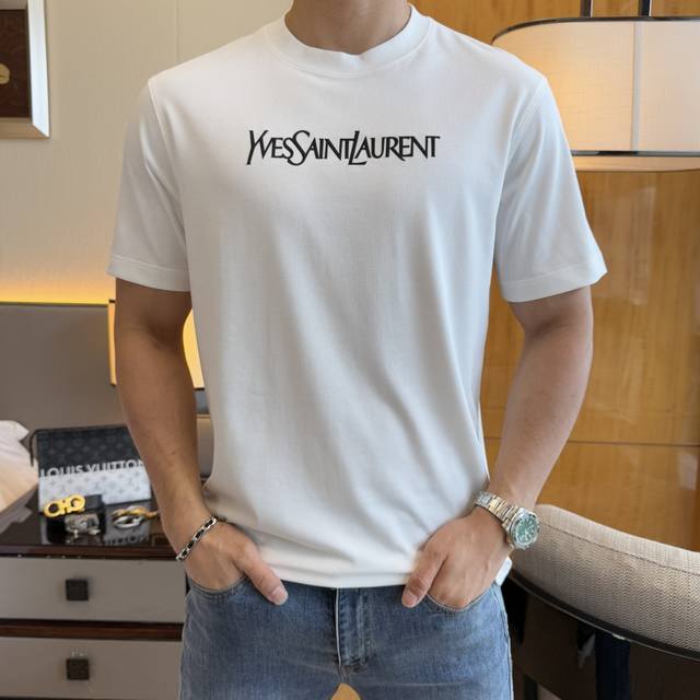 Ysl 2025Ss Spring and Summer New Year's Eve Loose-Fit Short-Sleeved T-shirt. Mad