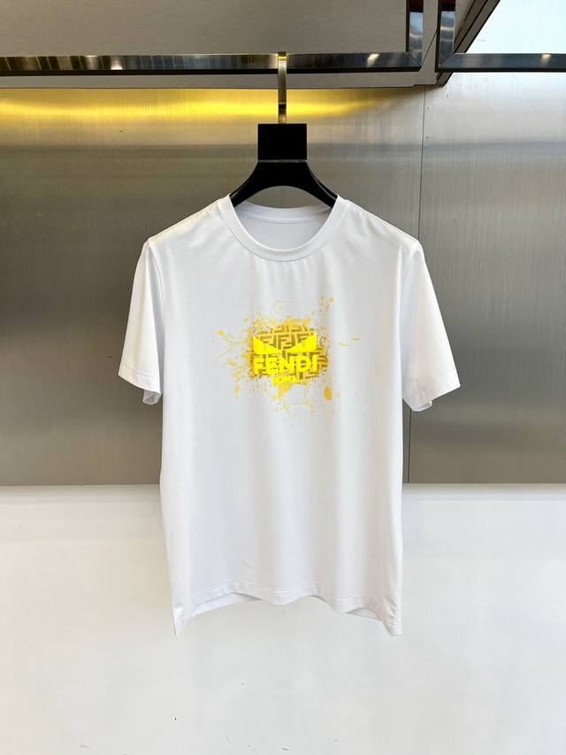 Fendi, 2025 Spring/Summer men's new round-neck short-sleeved T-shirt. Made from