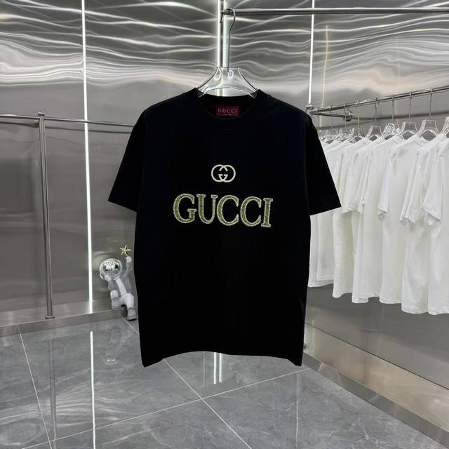 Gucc 2025 autumn and winter new 320g custom fabric round neck short sleeves pers