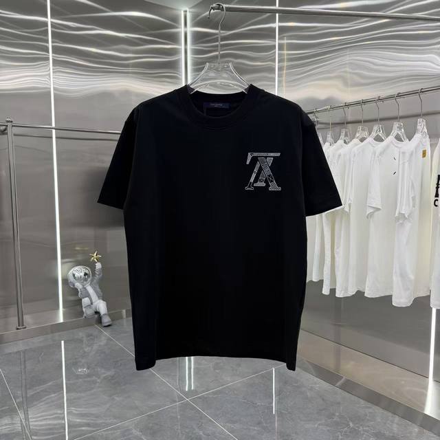 Lv 2025 autumn and winter new 320g custom fabric round neck short sleeve special
