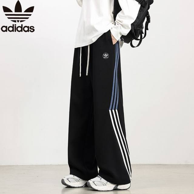Adidas counter stylish classic three-stripe webbing straight-leg casual pants fo