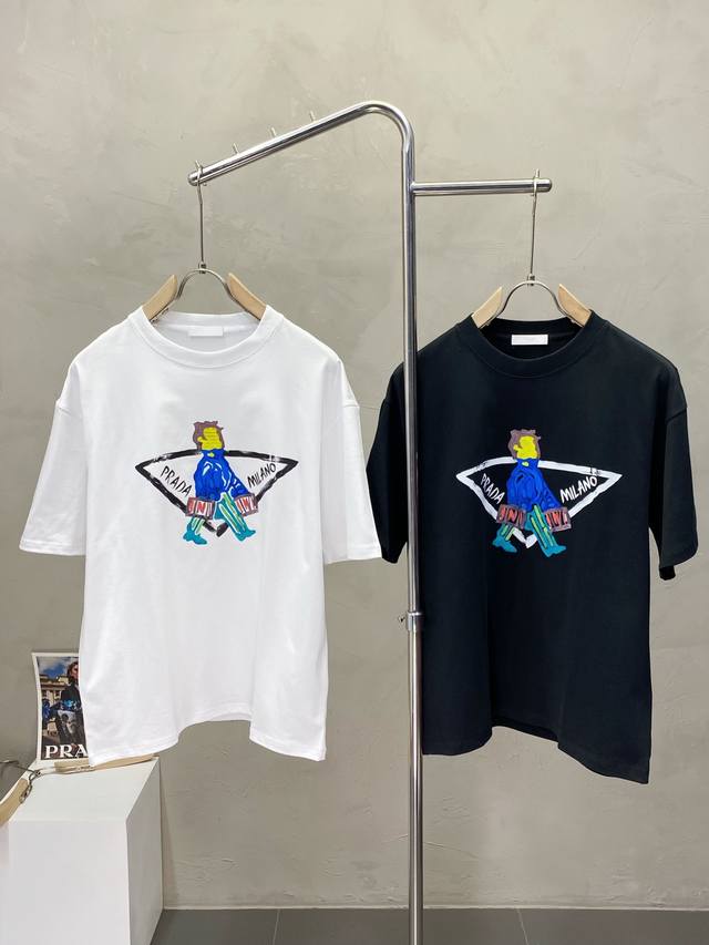 Prada exclusive exclusive supply of new original men's casual short-sleeved high