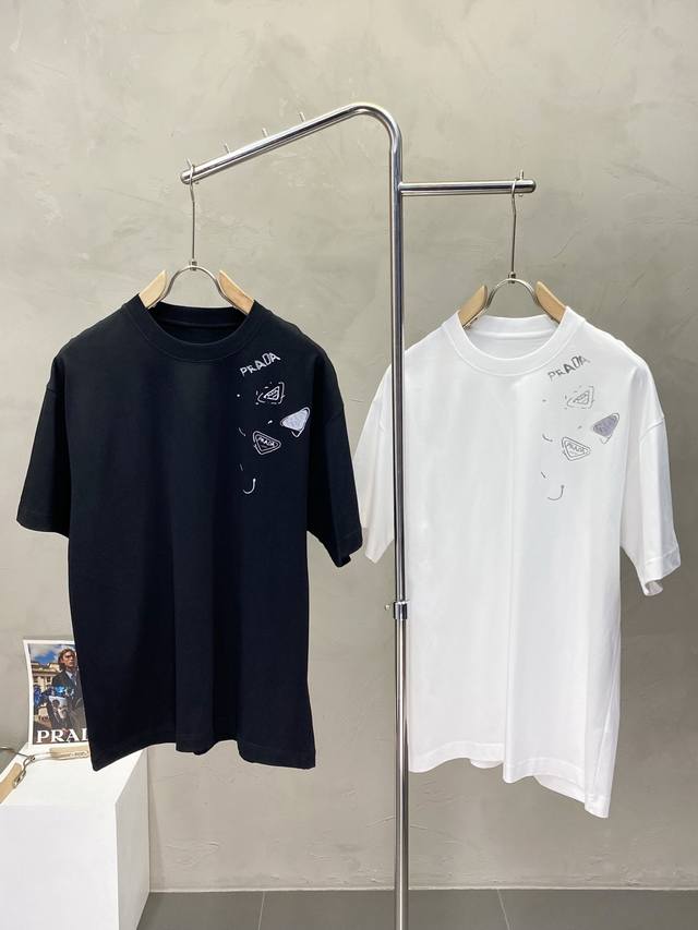 Prada exclusive exclusive supply of new original men's casual short-sleeved high