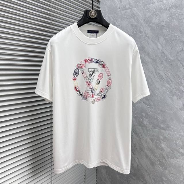 Lv, 2025 summer men's round neck fashionable three-dimensional letter casual Eur