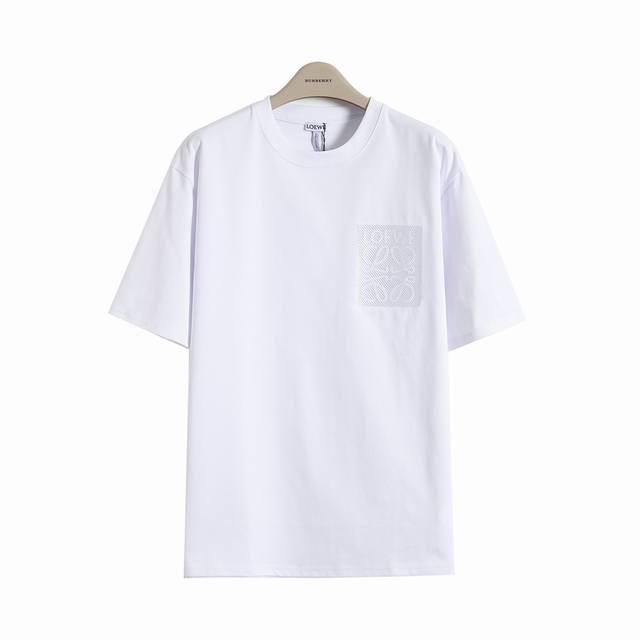 Loewe 25Ss heavy embroidery fake pocket short-sleeved T-shirt Lo053 A must-have
