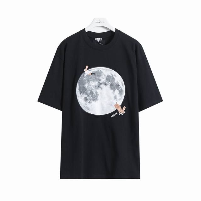 Loewe 25Ss Moon Rabbit and Moon Print Short Sleeve T-shirt Lo001 A must-have ite