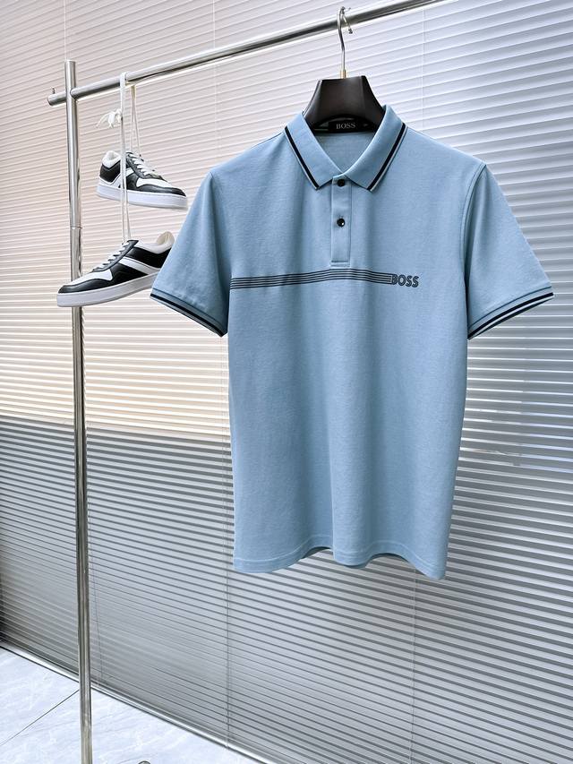 Bos''2025 new summer men's lapel polo shirt, unlocking Italian elegance. The nec