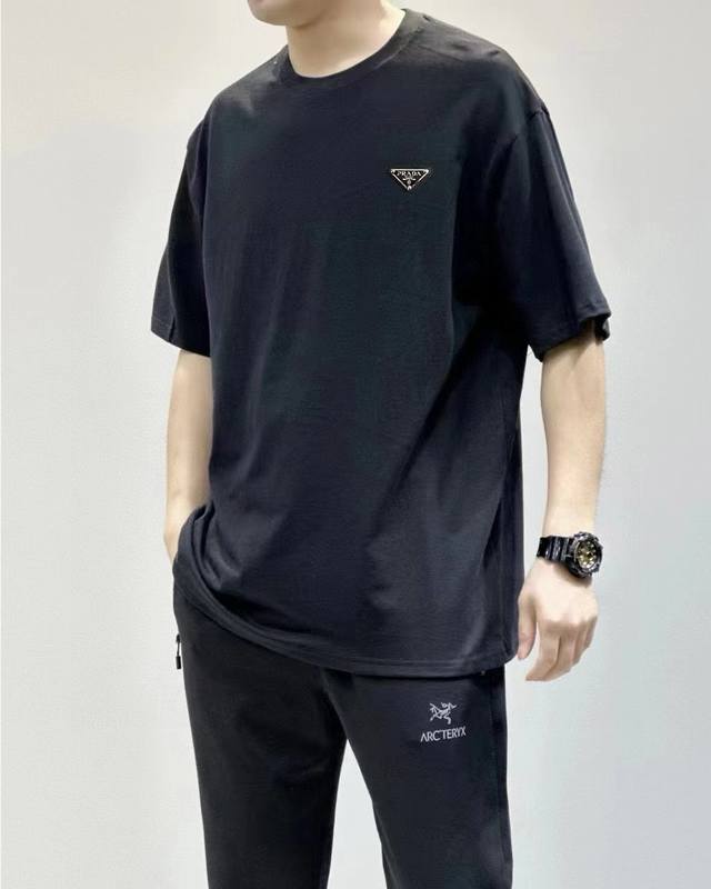 Special Price Prada 24Ss Classic Triangle Logo Basic Short Sleeve T-Shirt Fabric