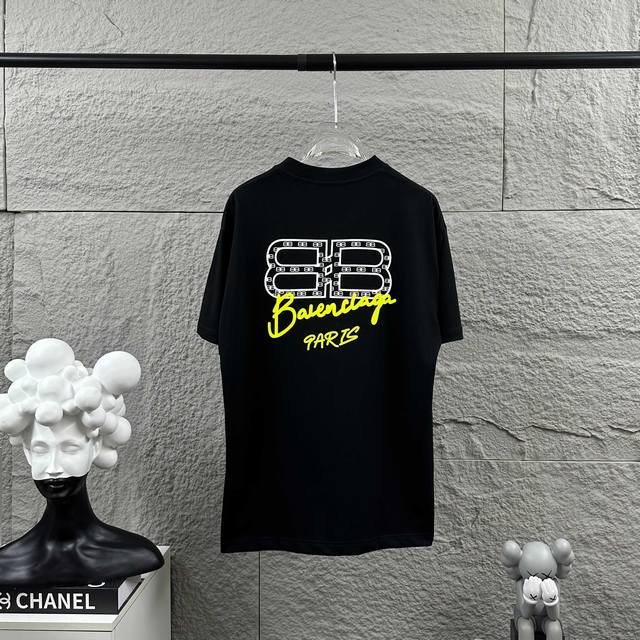 Balenci*Ga Paris 2025 Spring and Summer New Short-sleeved T-shirt Classic Letter