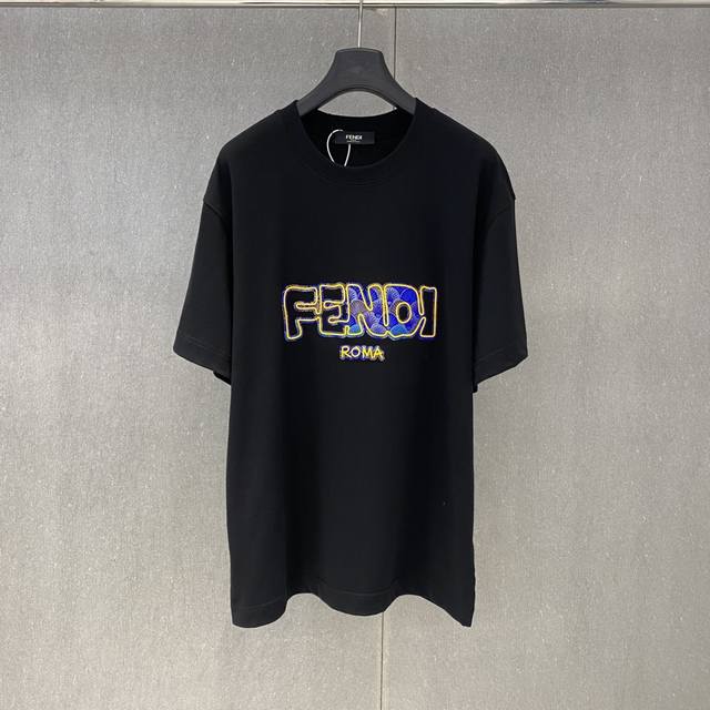 Xp Fd 2025 Spring/Summer new Fendi printed letter pattern short-sleeved shirt Si