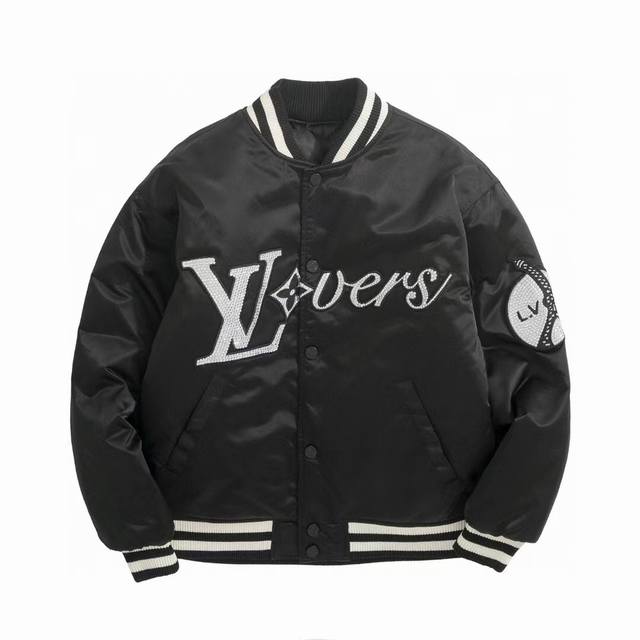 New Arrival 1V Fw Embroidered Nylon Padded Baseball Jacket. This baseball waist