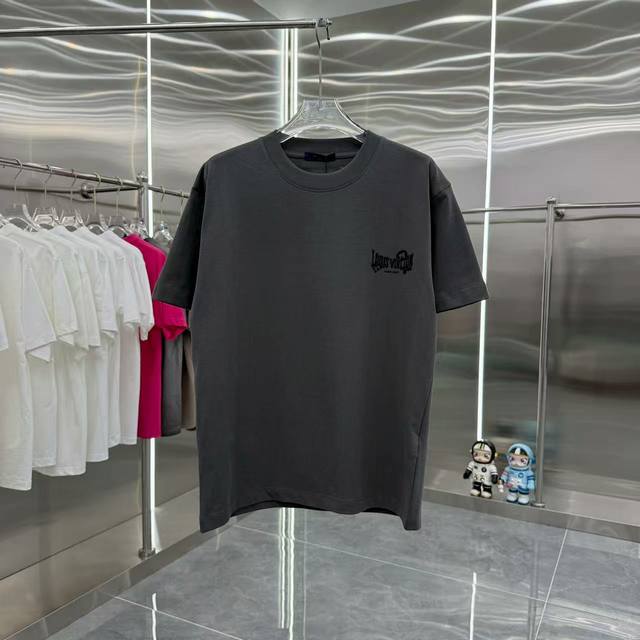 Lv 2025 Spring and Autumn new 320g round neck short sleeve hot diamond patch pro