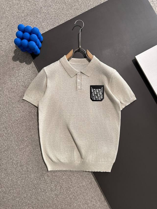 Next-day delivery. High-quality Dior 2025 summer new men's lapel knit short-slee