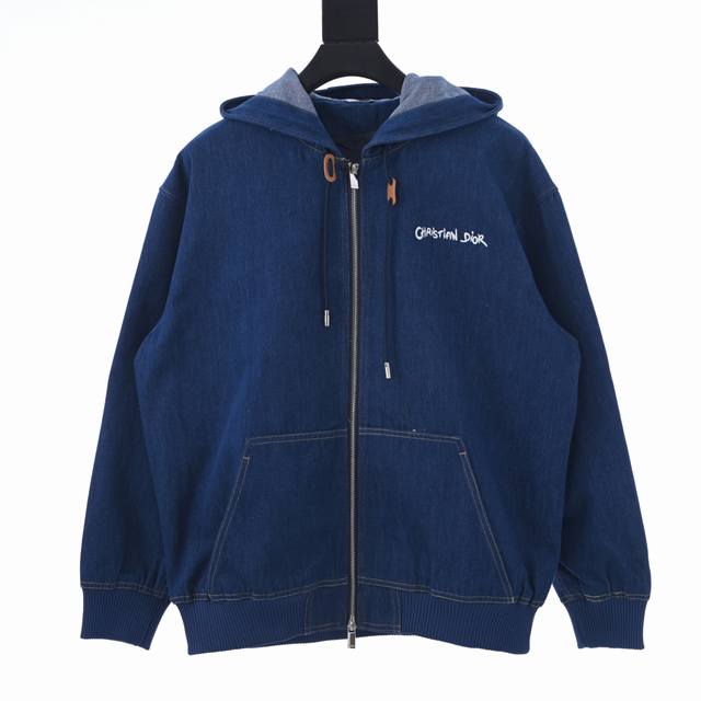 High-end Dior Cd counter sale, small-label denim pocket hooded jacket. DDD. Jay