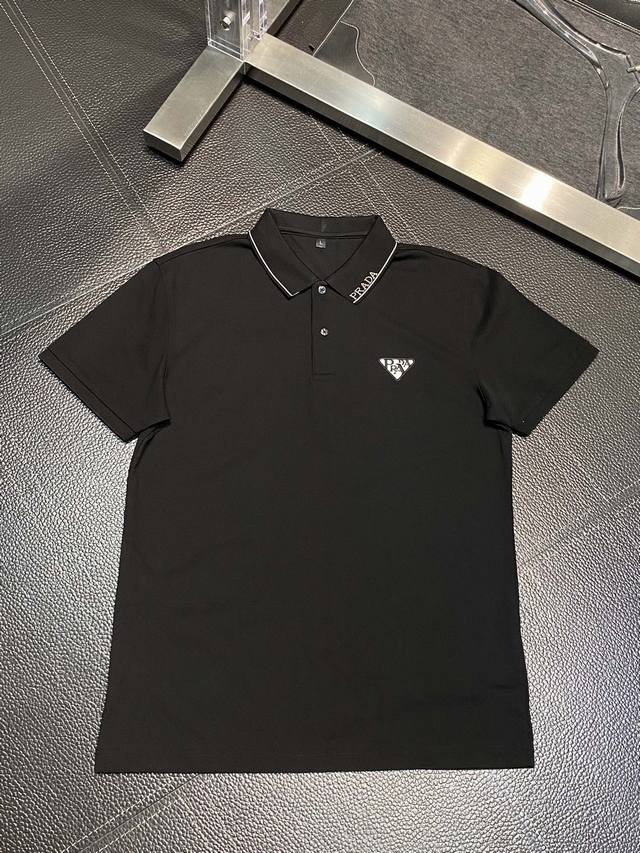 Prada exclusive new original men's casual Polo short-sleeved high-end customizat