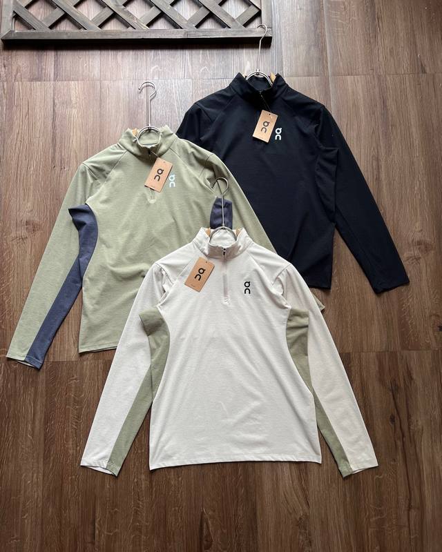 AngpaoOn's new 2025 spring men's half-zip pullover long-sleeved T-shirt and swe