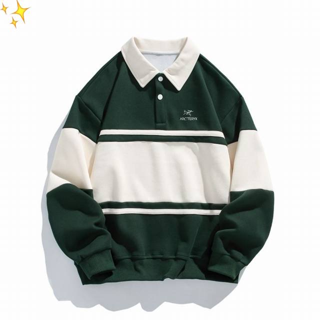 Arc'teryx counter edition contrast striped lapel polo shirt pullover sweatshirt