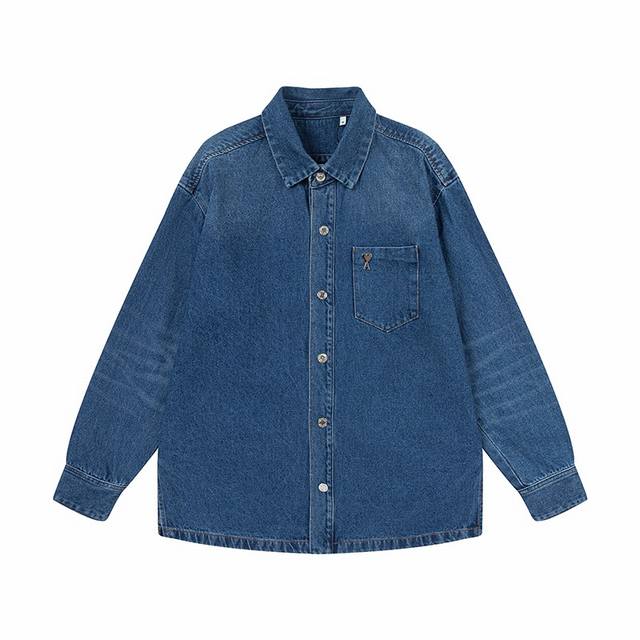 834#Ami Hardware Heart Denim Jacket Official website restores quality details an