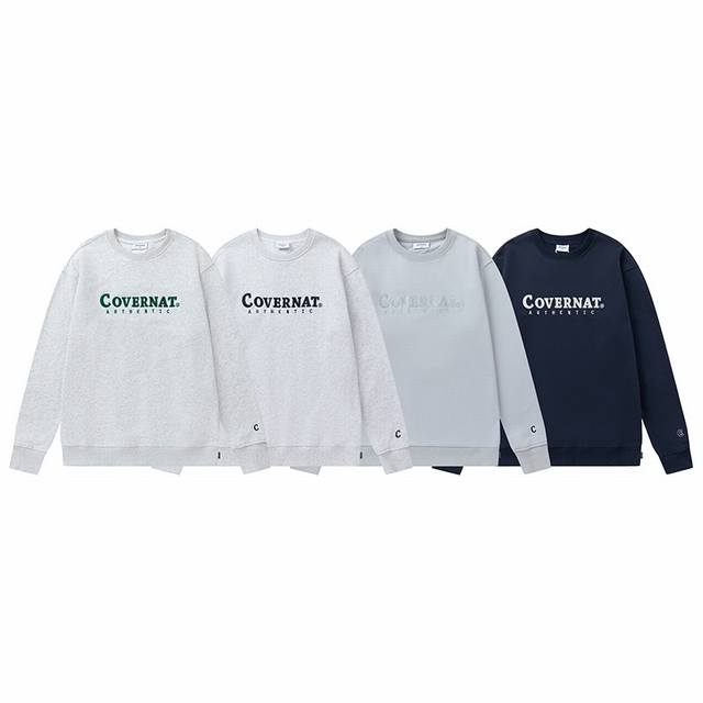 C24#Covernat, a niche Korean brand, features a round neck sweatshirt with embroi