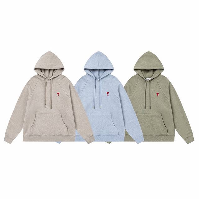 221#Ami's new style, new color matching heart embroidered raglan hooded sweatshi
