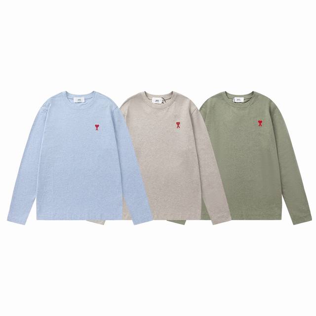 8818#Ami long-sleeved T-shirt DDD. Simple and iconic heart logo. New season fabr