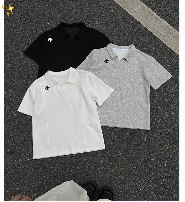 Descente Outdoor Pure Cotton Straight Shoulder Short-Sleeved Polo Shirt - New fo