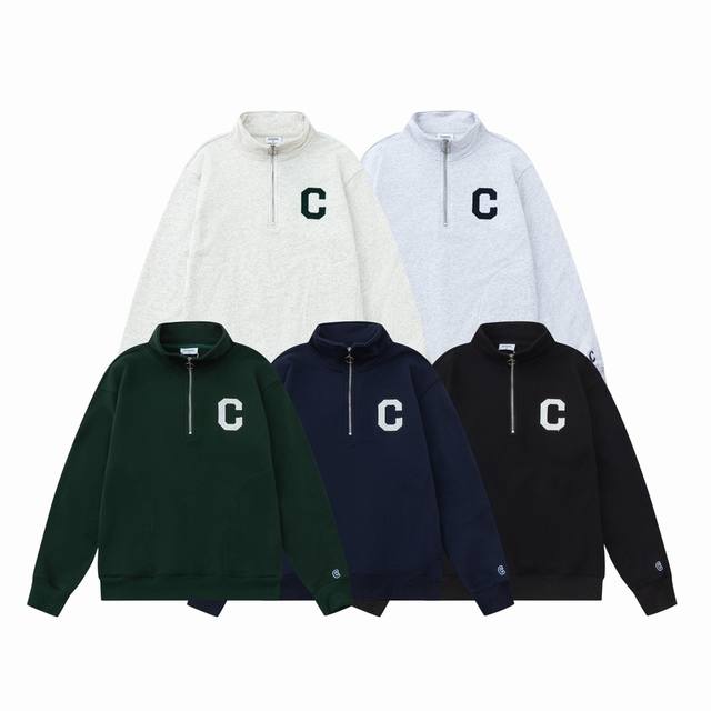 C09# Covernat Korean niche brand Xiaohongshu stand-up collar half-zip sweatshirt