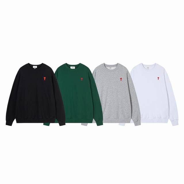 206#Ami classic small heart embroidered round neck sweatshirt is now available f