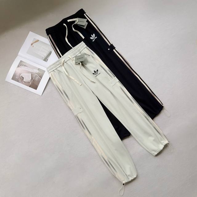Balenciaga Paris Balenciaga and Adidas Trefoil Contrast Stitching Logo Print Cas