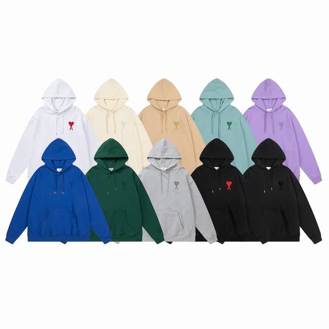 201#Ami classic heart embroidered hooded sweatshirt is now in stock. Made of 380