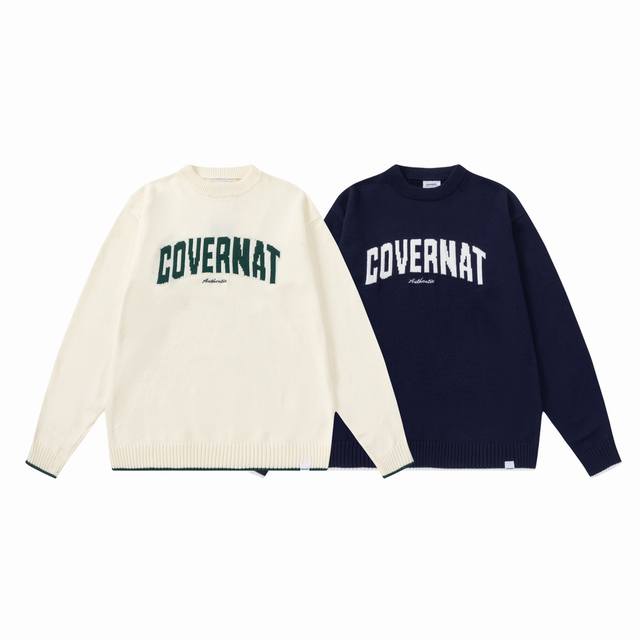 C07#Covernat Korean niche brand letter round neck sweater casual loose version o
