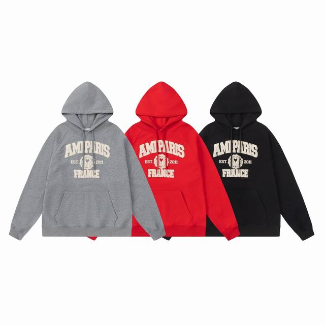 217#Ami letter foam print hooded sweatshirt is now in stock. Made of 380g pure c