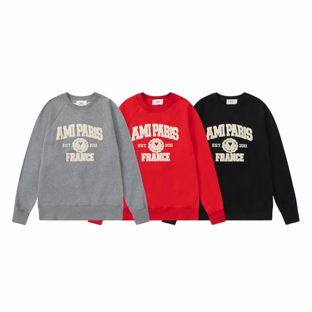 218#Ami letter foam print round neck sweatshirt is now available for sale DDD. M