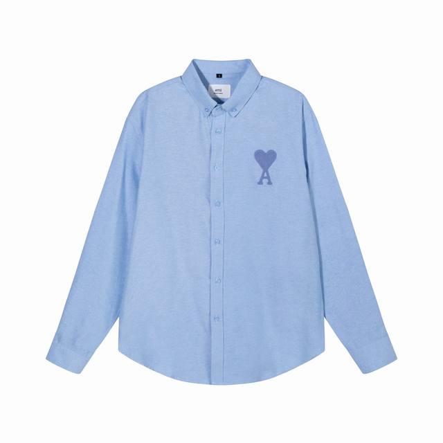 804#Ami macaron color shirt is now available for sale Classic heart embroidery O