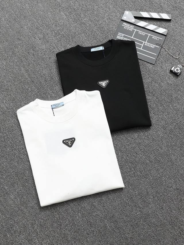 Prada 25Ss Craftsmanship: Epoxy-coated triangle cotton short-sleeved T-shirt! Do